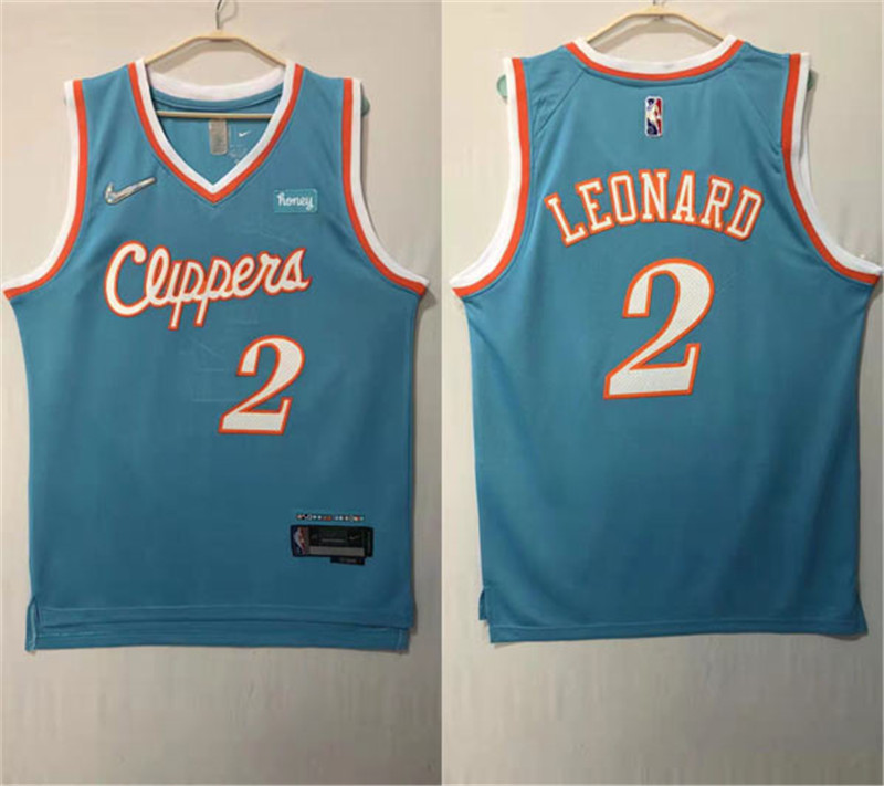 Clippers 2 Kawhi Leonard Blue 2022 Earned Edition Nike Swingman Jersey