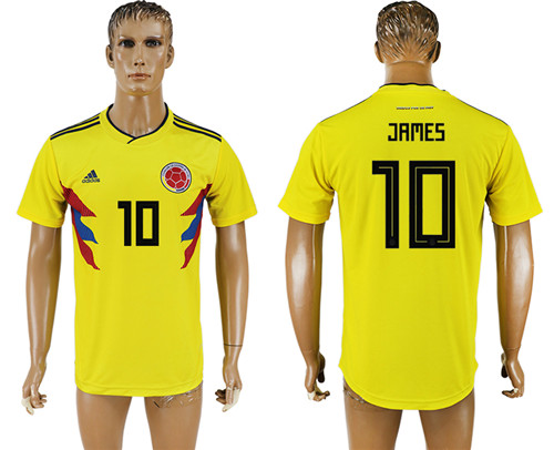Colombia 10 JAMES Home 2018 FIFA World Cup Thailand Soccer Jersey