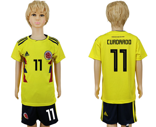 Colombia 11 CURDRADO Youth 2018 FIFA World Cup Soccer Jersey