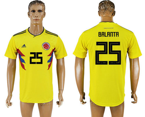 Colombia 25 BALANTA Home 2018 FIFA World Cup Thailand Soccer Jersey