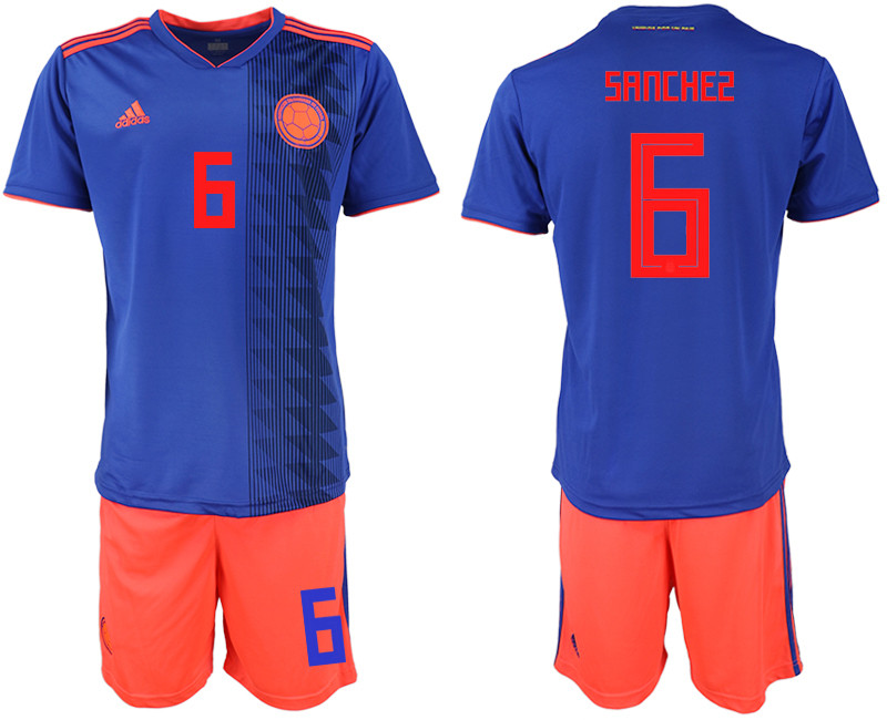 Colombia 6 SANCHEZ Away 2018 FIFA World Cup Soccer Jersey