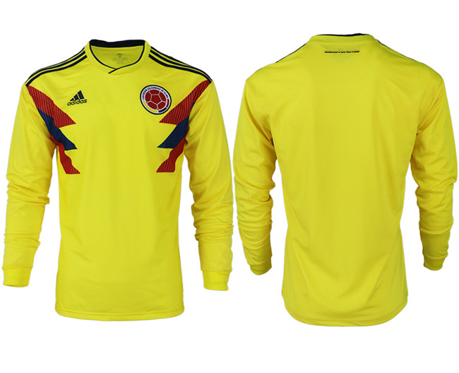 Colombia Home 2018 FIFA World Cup Long Sleeve Thailand Soccer Jersey