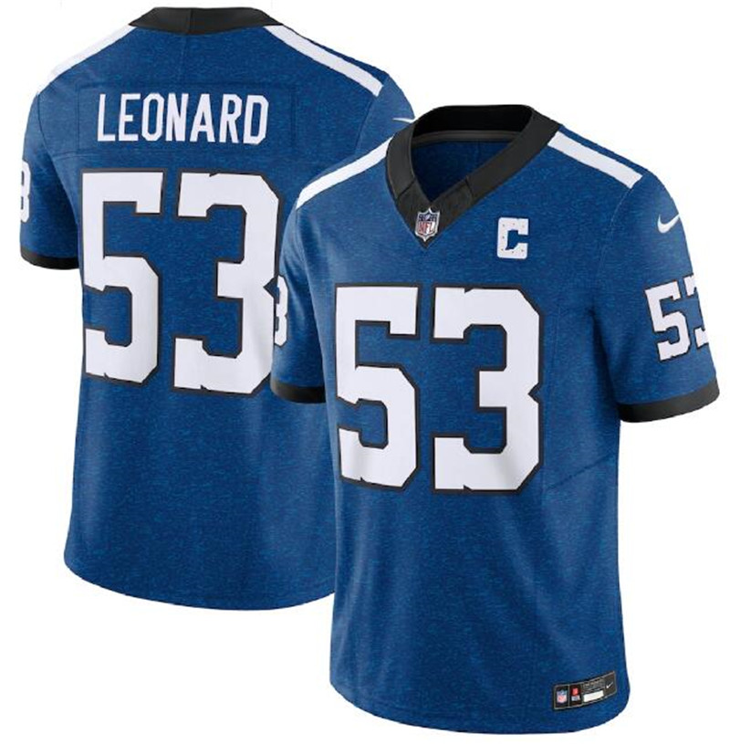 Colts 53 Shaquille Leonard Royal F.U.S.E. Vapor Limited C Patch Throwback Jersey