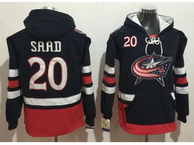 Columbus Blue Jackets 20 Brandon Saad Navy Blue Name and Number Pullover NHL Hoodie