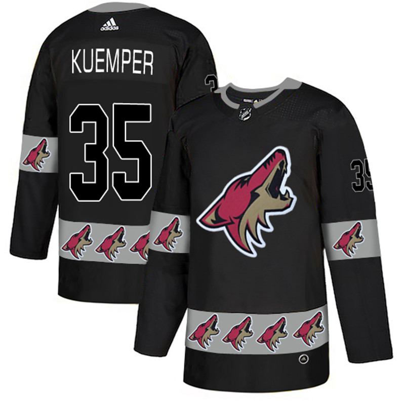 Coyotes 35 Darcy Kuemper Black Team Logos Fashion  Jersey