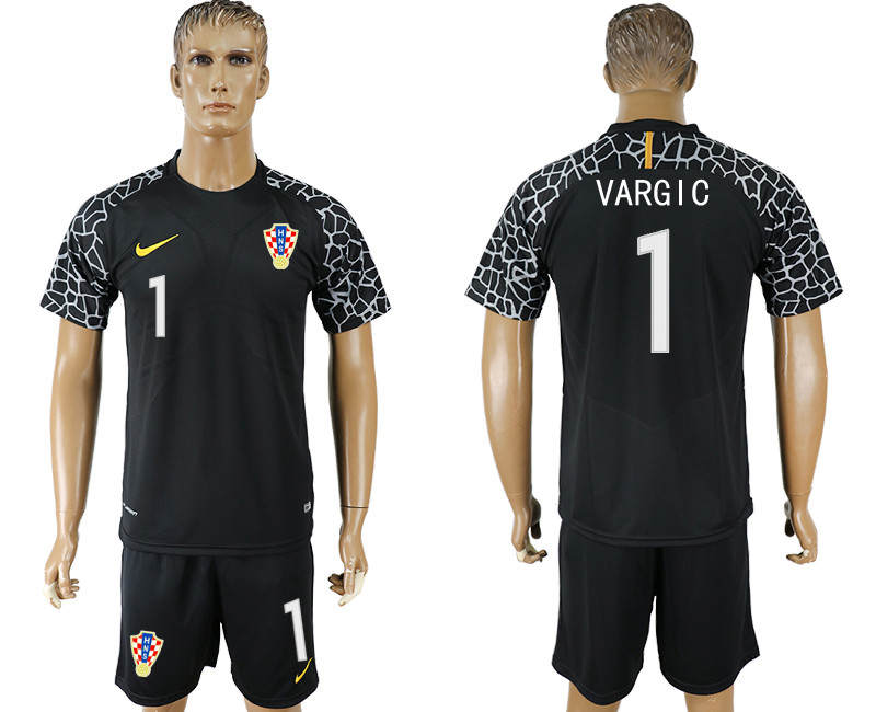 Croatia 1 VARGIC Black Goalkeeper 2018 FIFA World Cup Soccer Jersey