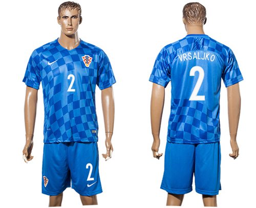 Croatia 2 Vrsaljko Away Soccer Country Jersey