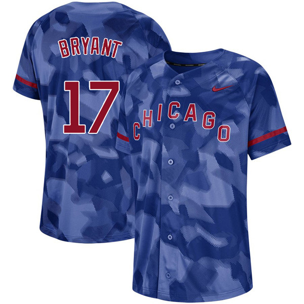 Cubs 17 Kris Bryant Royal Camo Fashion Jersey