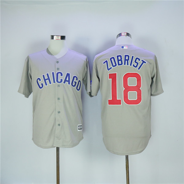 Cubs 18 Ben Zobrist Gray Road Cool Base Jersey