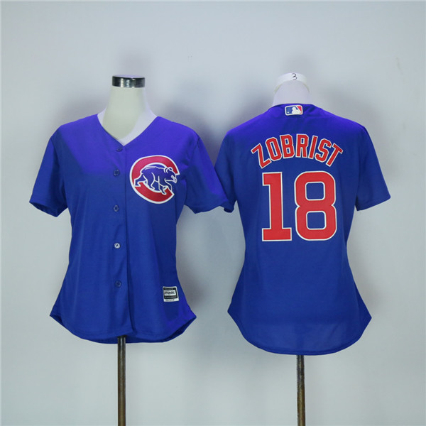 Cubs 18 Ben Zobrist Royal Women Cool Base Jersey