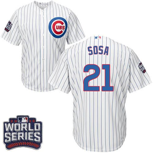 Cubs 21 Sammy Sosa White Home 2016 World Series Bound Stitched Youth MLB Jersey