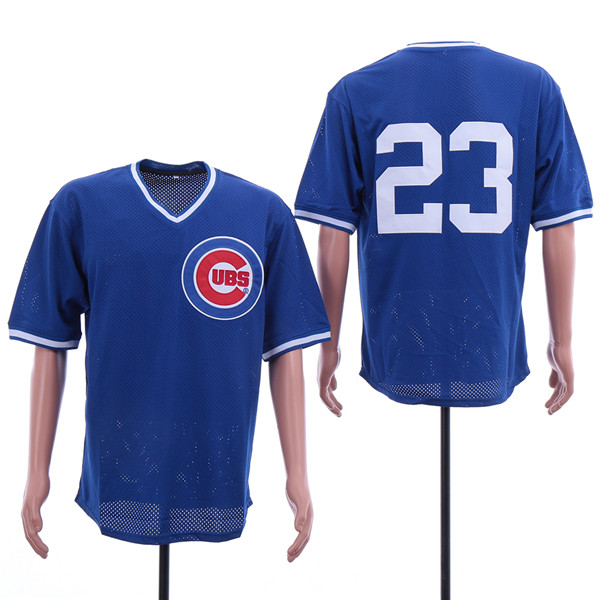 Cubs 23 Ryne Sandberg Blue Mesh BP Jersey