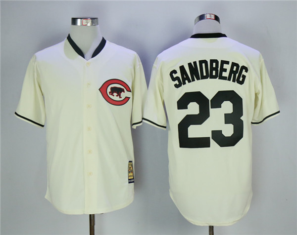 Cubs 23 Ryne Sandberg Cream Throwback Jersey