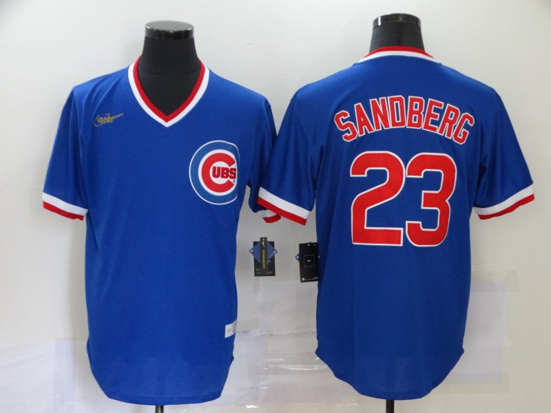 Cubs 23 Ryne Sandberg Royal Nike Throwback Jersey