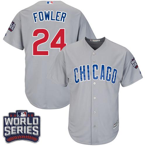 Cubs 24 Dexter Fowler Grey Road 2016 World Series Bound Stitched Youth MLB Jersey