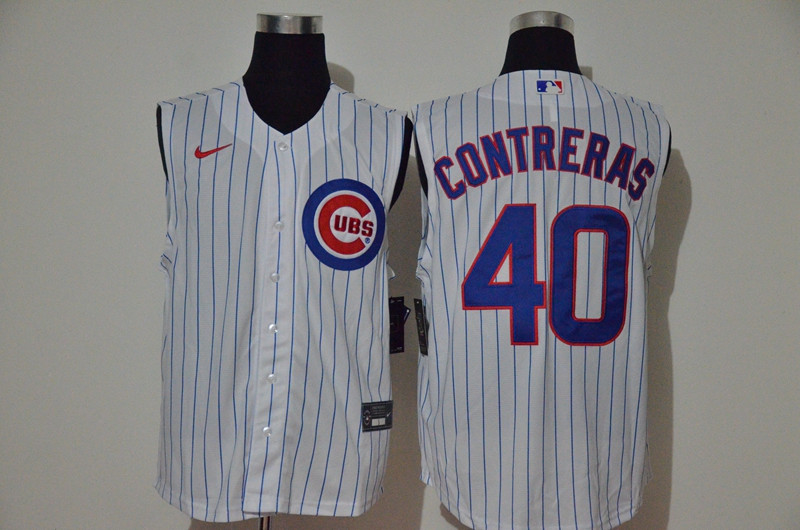 Cubs 40 Willson Contreras White Nike Cool Base Sleeveless Jersey