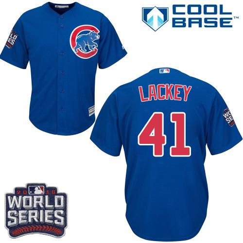 Cubs 41 John Lackey Blue Alternate 2016 World Series Bound Stitched Youth MLB Jersey