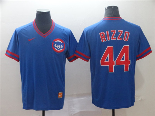 Cubs 44 Anthony Rizzo Blue Throwback Jersey