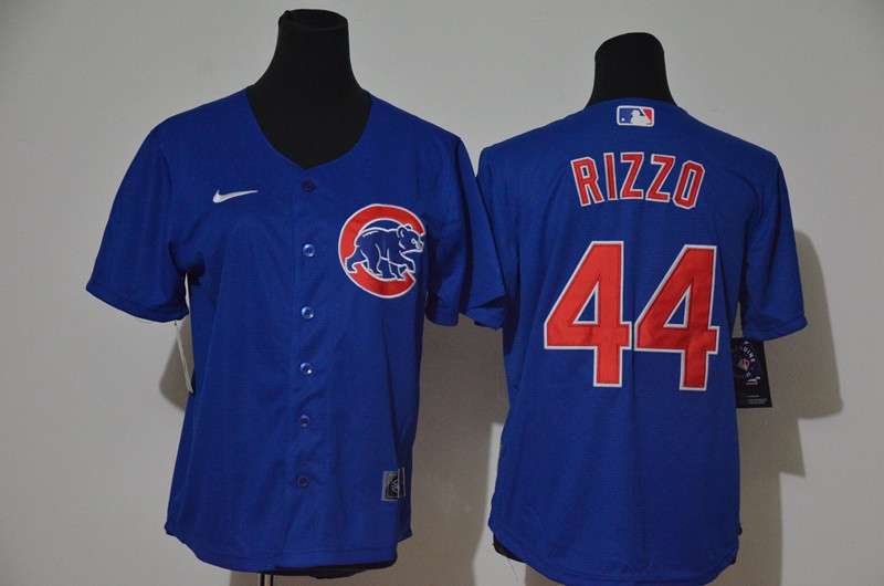 Cubs 44 Anthony Rizzo Royal Women Nike Cool Base Jersey