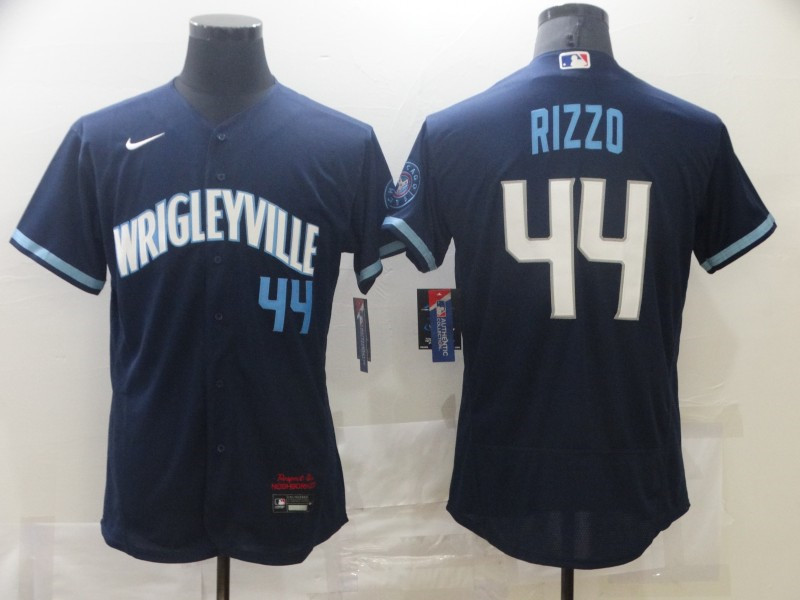 Cubs 44 Wrigleyville Rizzo Navy 2021 City Connect Flexbase Jersey