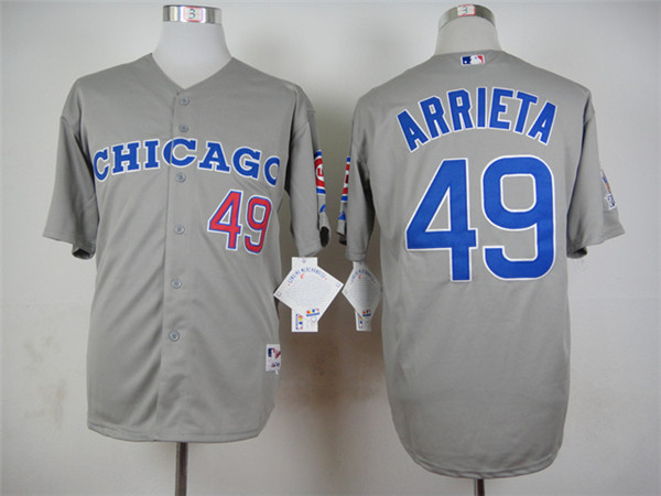 Cubs 49 Jake Arrieta Gray Throwback Jersey