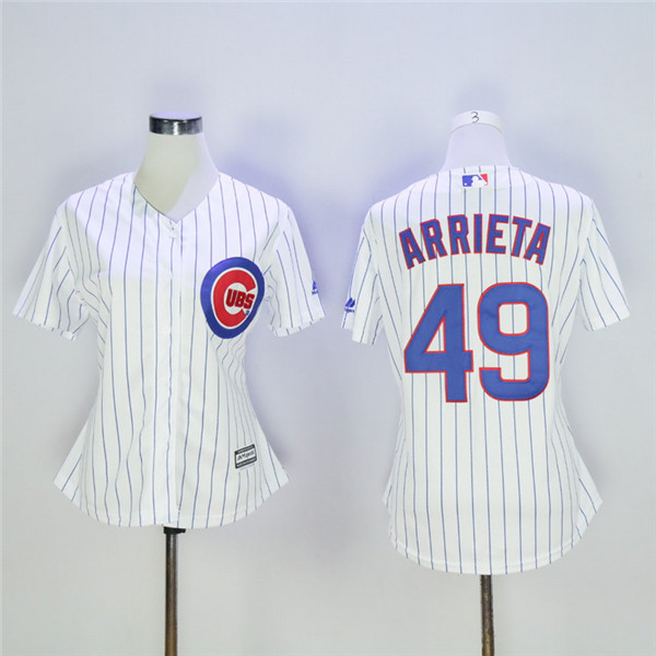 Cubs 49 Jake Arrieta White Women Cool Base Jersey