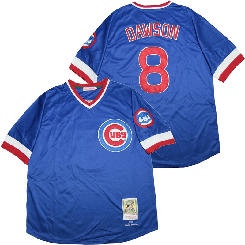 Cubs 8 Andre Dawson Blue 1987 Cooperstown Collection Jersey