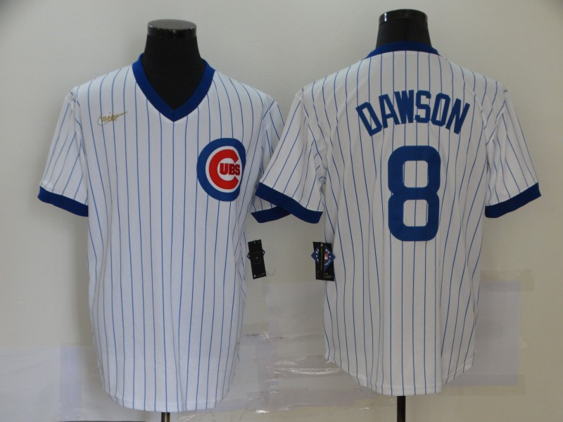 Cubs 8 Andre Dawson White Nike Cool Base Jersey