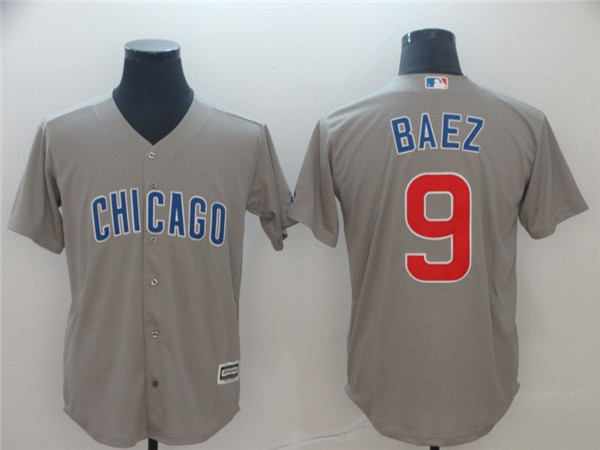 Cubs 9 Javier Baez Gray Cool Base Jersey