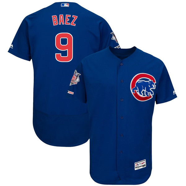 Cubs 9 Javier Baez Royal 150th Patch Flexbase Jersey