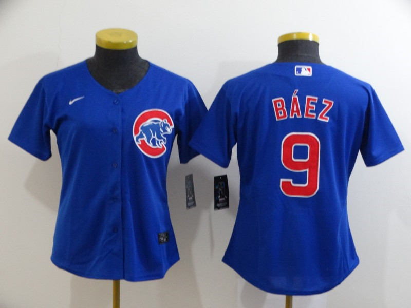 Cubs 9 Javier Baez Royal Women 2020 Nike Cool Base Jersey