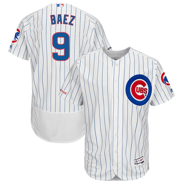 Cubs 9 Javier Baez White 150th Patch Flexbase Jersey