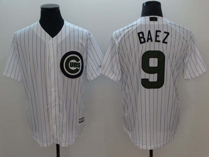 Cubs 9 Javier Baez White 2018 Memorial Day Cool Base Jersey