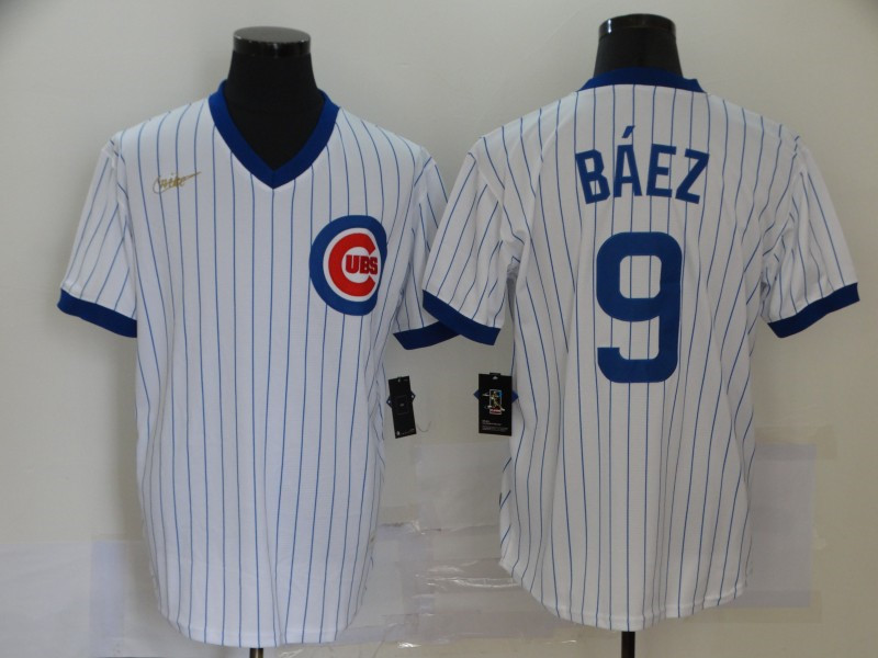 Cubs 9 Javier Baez White 2020 Nike Cool Base Jersey