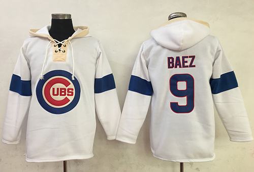 Cubs 9 Javier Baez White Pullover MLB Hoodie