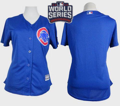 Cubs Blank Blue Alternate 2016 World Series Bound Women Stitched MLB Jersey