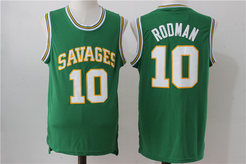 DENNIS RODMAN Jerseys 10 OKLAHOMA SAVAGES college Throwback Basketball Green Jersey