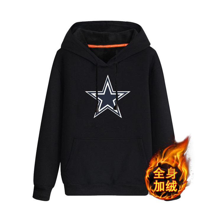 Dallas Cowboys Black Men's Winter Thick NFL Pullover Hoodie