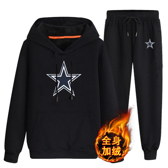 Dallas Cowboys Black Plus Velvet Pullover Hoodie & Pant