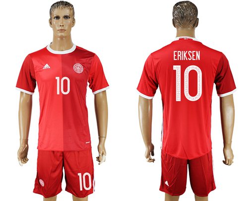 Danmark 10 Eriksen Red Home Soccer Country Jersey