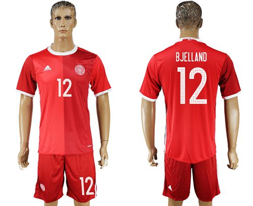 Danmark 12 Bjelland Red Home Soccer Country Jersey