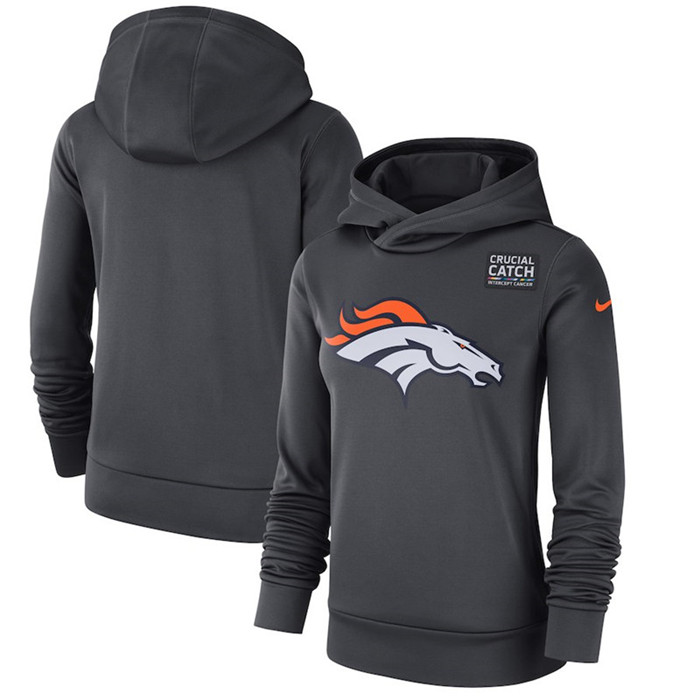 Denver Broncos Anthracite Women's  Crucial Catch Performance Hoodie