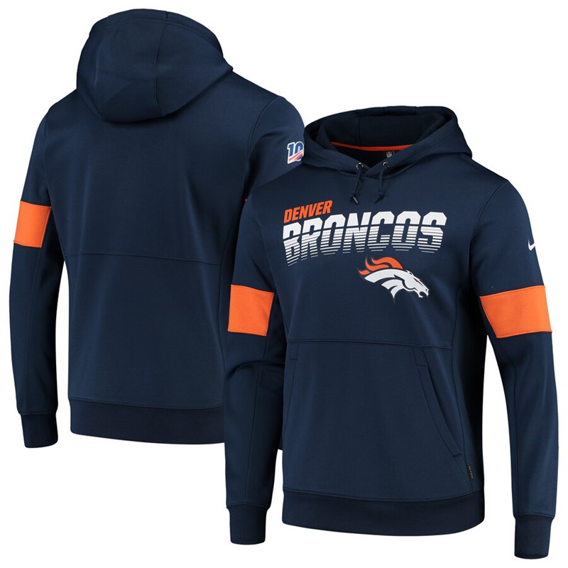 Denver Broncos Nike Sideline Team Logo Performance Pullover Hoodie Navy