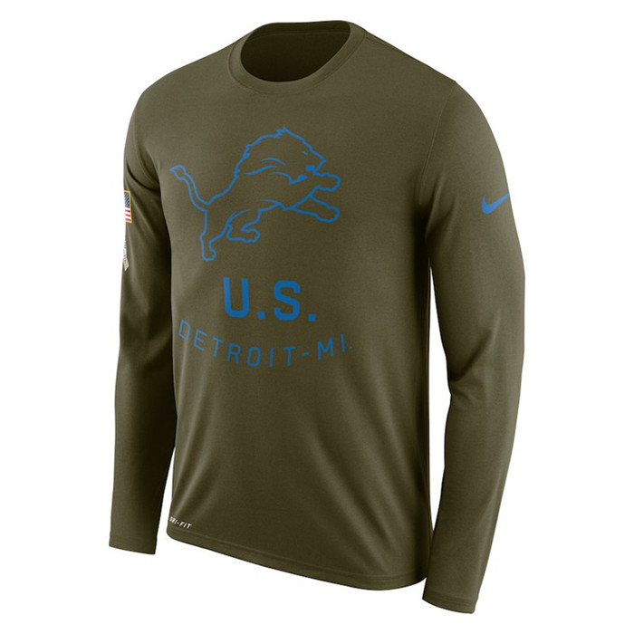 Detroit Lions  Salute to Service Sideline Legend Performance Long Sleeve T Shirt Olive