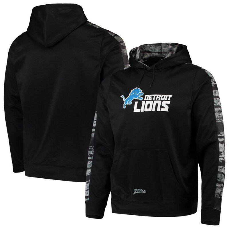 Detroit Lions Zubaz Tonal Oxide Pullover Hoodie Black