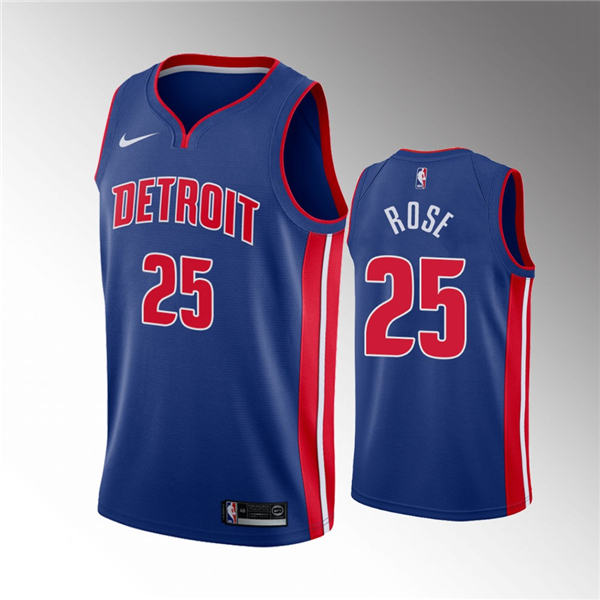 Detroit Pistons #25 Derrick Rose 2019 20 Icon Jersey   Blue