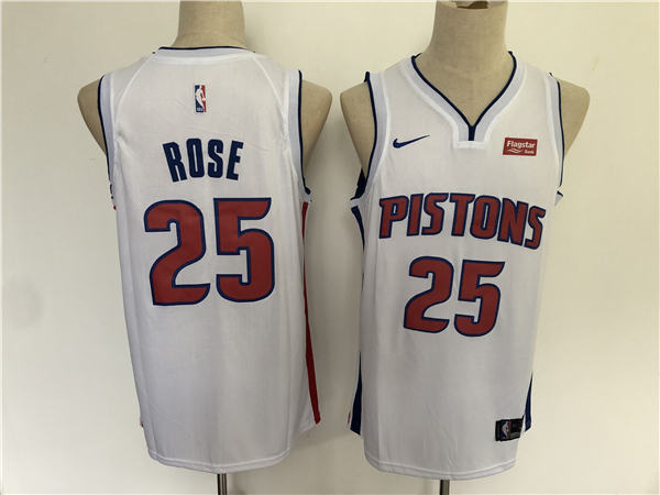 Detroit Pistons 25 Derrick Rose White Nike Swingman Jersey