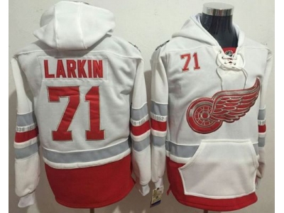 Detroit Red Wings 71 Dylan Larkin White Name Number Pullover NHL Hoodie