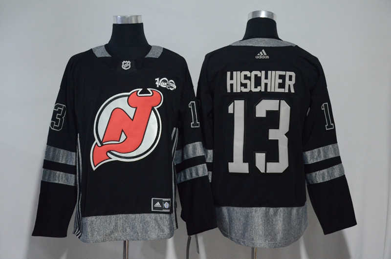 Devils 13 Nico Hischier Black 1917 2017 100th Anniversary  Jersey