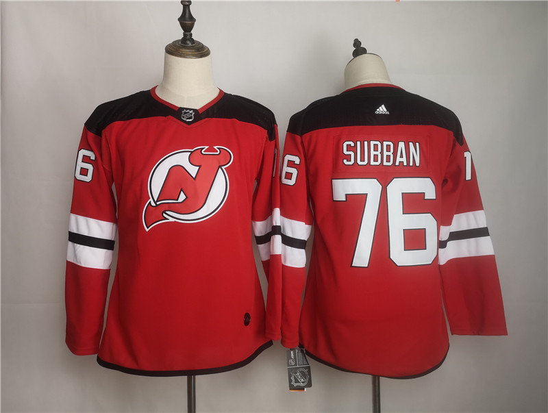 Devils 76 P.K. Subban Red Women Adidas Jersey